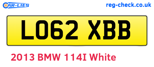 LO62XBB are the vehicle registration plates.