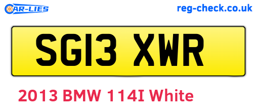 SG13XWR are the vehicle registration plates.