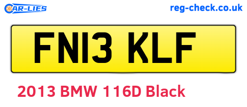 FN13KLF are the vehicle registration plates.