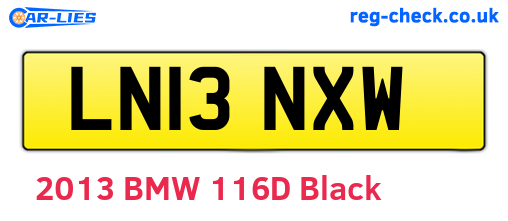 LN13NXW are the vehicle registration plates.