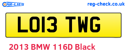 LO13TWG are the vehicle registration plates.