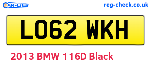 LO62WKH are the vehicle registration plates.