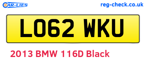 LO62WKU are the vehicle registration plates.