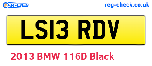 LS13RDV are the vehicle registration plates.