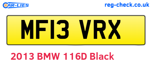 MF13VRX are the vehicle registration plates.