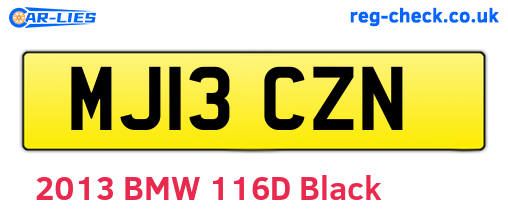 MJ13CZN are the vehicle registration plates.