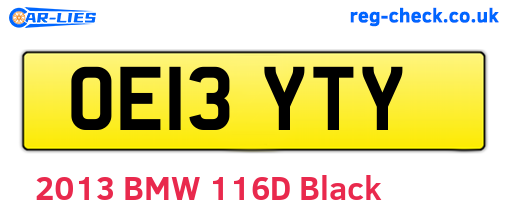 OE13YTY are the vehicle registration plates.