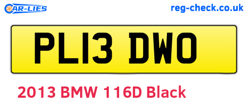 PL13DWO are the vehicle registration plates.