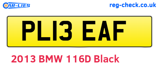 PL13EAF are the vehicle registration plates.