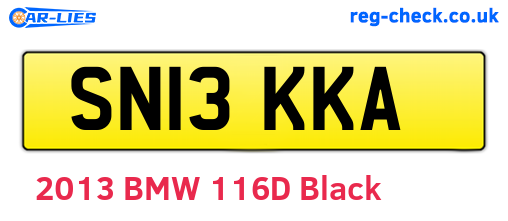 SN13KKA are the vehicle registration plates.
