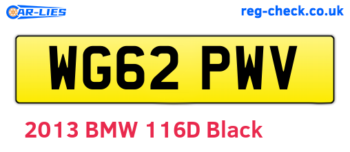 WG62PWV are the vehicle registration plates.