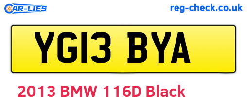 YG13BYA are the vehicle registration plates.