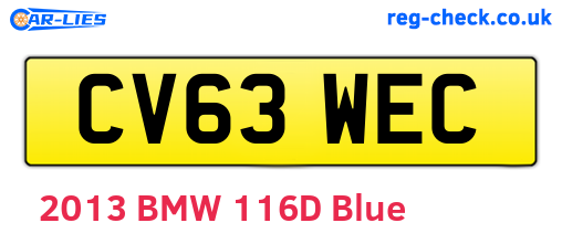CV63WEC are the vehicle registration plates.