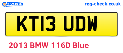 KT13UDW are the vehicle registration plates.