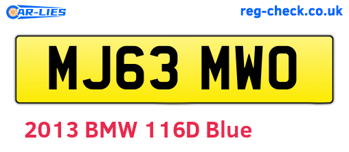 MJ63MWO are the vehicle registration plates.