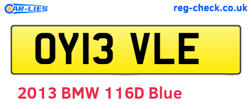 OY13VLE are the vehicle registration plates.