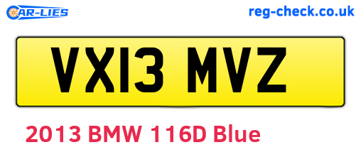 VX13MVZ are the vehicle registration plates.