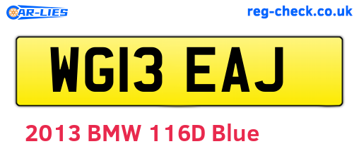 WG13EAJ are the vehicle registration plates.