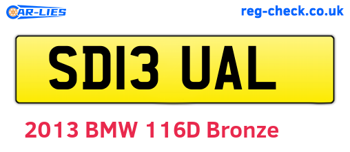 SD13UAL are the vehicle registration plates.