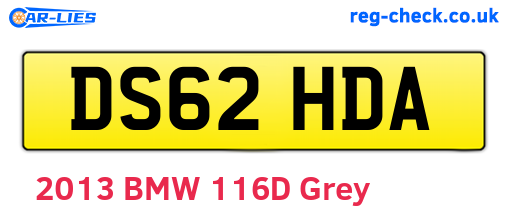 DS62HDA are the vehicle registration plates.