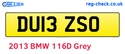 DU13ZSO are the vehicle registration plates.
