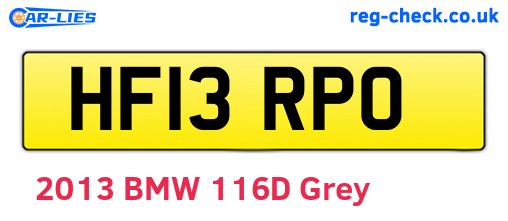HF13RPO are the vehicle registration plates.