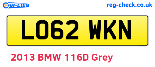 LO62WKN are the vehicle registration plates.