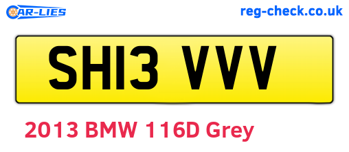 SH13VVV are the vehicle registration plates.