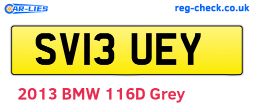 SV13UEY are the vehicle registration plates.