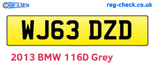 WJ63DZD are the vehicle registration plates.