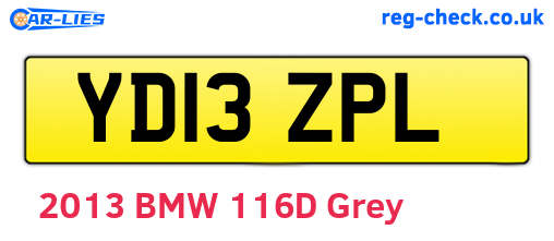 YD13ZPL are the vehicle registration plates.