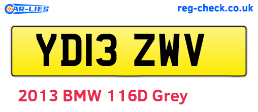 YD13ZWV are the vehicle registration plates.