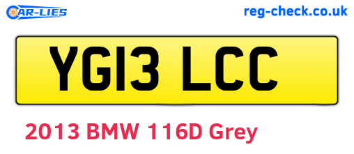 YG13LCC are the vehicle registration plates.