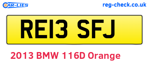 RE13SFJ are the vehicle registration plates.
