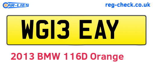 WG13EAY are the vehicle registration plates.