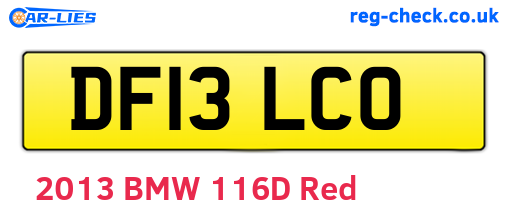 DF13LCO are the vehicle registration plates.