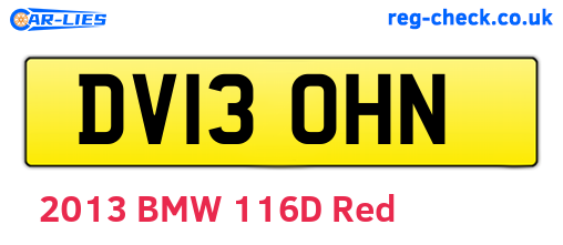 DV13OHN are the vehicle registration plates.