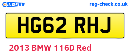 HG62RHJ are the vehicle registration plates.