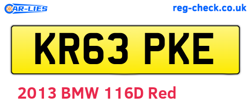 KR63PKE are the vehicle registration plates.