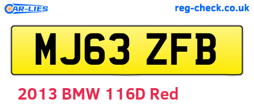 MJ63ZFB are the vehicle registration plates.