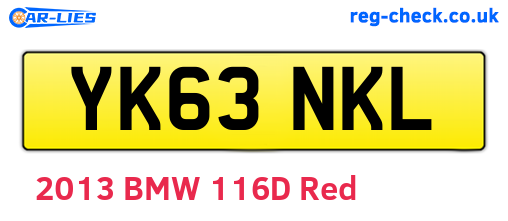 YK63NKL are the vehicle registration plates.
