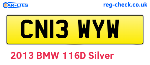 CN13WYW are the vehicle registration plates.