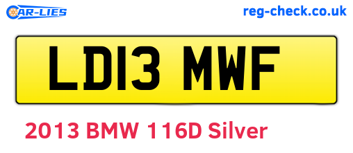 LD13MWF are the vehicle registration plates.
