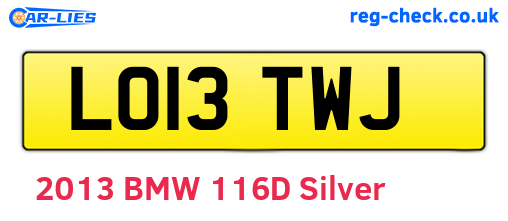 LO13TWJ are the vehicle registration plates.