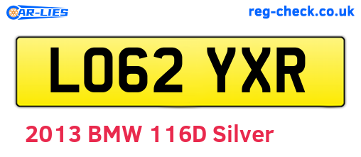 LO62YXR are the vehicle registration plates.