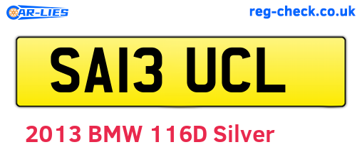 SA13UCL are the vehicle registration plates.