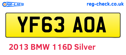 YF63AOA are the vehicle registration plates.
