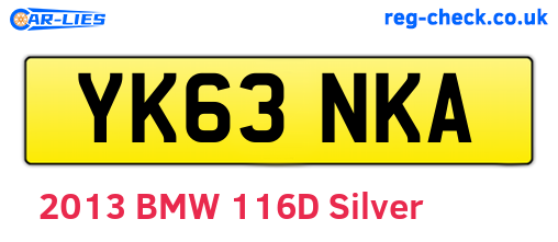 YK63NKA are the vehicle registration plates.