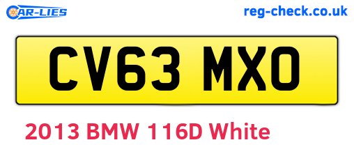 CV63MXO are the vehicle registration plates.