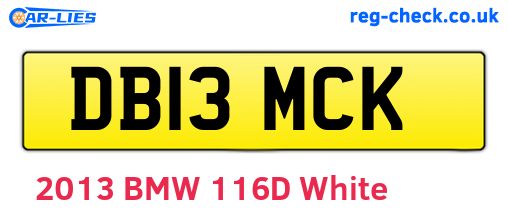 DB13MCK are the vehicle registration plates.